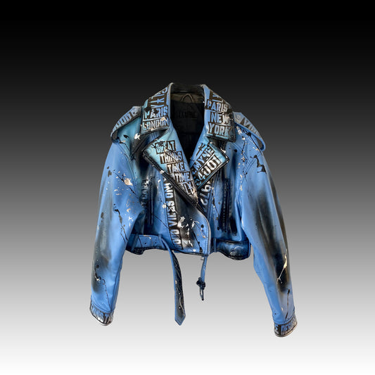 Azul Bebé - Chaqueta de cuero